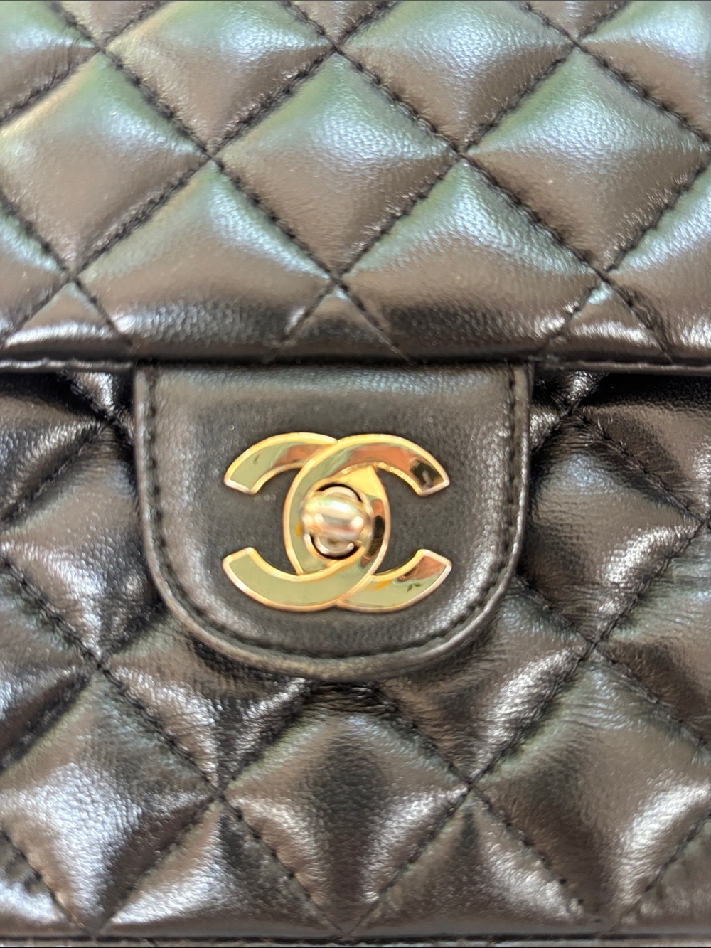 Chanel Double Flap Black Lambskin Quilted Chain-Handle Shoulder Bag - Picture 2 of 12